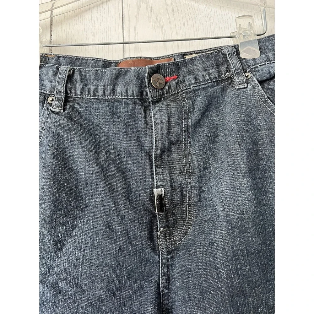 Vintage Y2K LRG Denim Shorts Mens 38 Baggy Embroidered Skater Hip Hop Jean Jorts